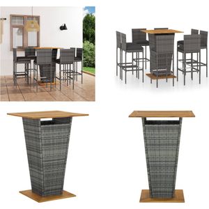 vidaXL 9-delige Tuinbarset met kussens poly rattan grijs - Tuinset - Tuinsets - Loungeset - Loungesets