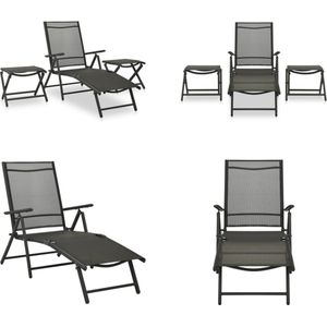 vidaXL 3-delige Loungeset textileen en aluminium zwart - Loungeset - Loungesets - Lounge Set - Lounge Sets