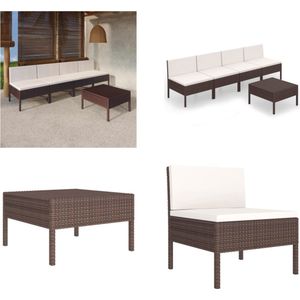 Vidaxl - 5-tlg. Garten-Lounge-Set mit Auflagen Poly Rattan Braun - Gartenloungesessel - Outdoor-Loungeset - Gartenmöbeln - Rattanmöbel - Gartenmöbel