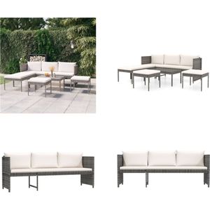 Vidaxl - 6-tlg. Garten-Lounge-Set mit Kissen Poly Rattan Grau - Gartengeräte - Gartenmöbel - Loungeset - Rattan Möbel - Gartenloungesessel - Home &