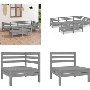Vidaxl - 7-tlg. Garten-Lounge-Set Massivholz Kiefer Grau - Outdoor Lounge Set - Gartenmöbel - Rattan Möbel - Kiefernholzmöbel - Garten Sofa - Home &