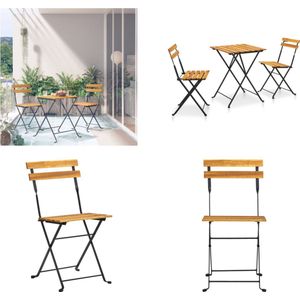 vidaXL 3-delige Bistroset inklapbaar massief acaciahout - Bistroset Bistrosets - Bistro Set - Bistro Sets - Bistrotafel En Stoelen