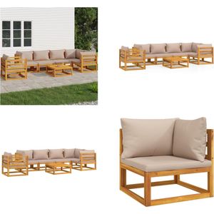 vidaXL 7-delige Loungeset met taupe kussens massief hout - Loungeset - Loungesets - Tuinset - Loungeset Tuin