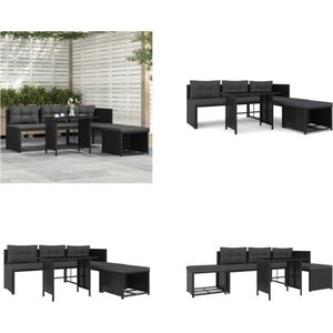 vidaXL 4-delige Loungeset poly rattan zwart - Bankset - Banksets - Loungeset - Loungesets