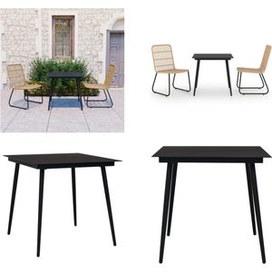 vidaXL 3-delige Tuinset poly rattan en glas - Eetset - Eetsets - Eettafel En Stoel - Eettafels En Stoelen