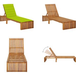 vidaXL Ligbed met kussen massief acaciahout - Ligbed - Ligbedden - Lig Bed - Lig Bedden