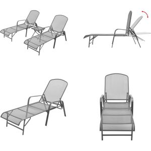 vidaXL Ligbedden 2 st met tafel staal antraciet - Ligbed - Ligbedden - Lig Bed - Lig Bedden