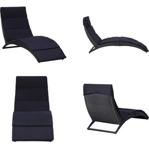 vidaXL Ligbed met kussen poly rattan zwart Ligbed - Tuinstoel - Relaxfauteuil - Buitenmeubel - Lounge Stoel - Poly Rattan - Grijze Meubels - Loungebed - Ligbed - Ligbedden - Zonnebed - Zonnebedden