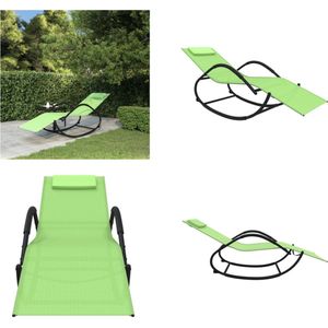 vidaXL Ligbed schommelend staal en textileen groen - Ligbed - Ligbedden - Schommelend Ligbed - Ligstoel