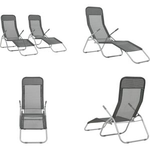 vidaXL Ligbedden inklapbaar 2 st textileen antraciet - Ligbed - Ligstoelen - Inklapbaar Ligbed - Inklapbare Ligstoelen