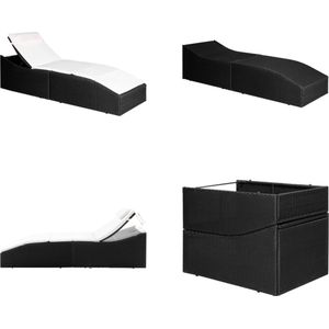 vidaXL Ligbed met kussen poly rattan zwart - Ligbed - Ligbedden - Ligstoel - Ligstoelen