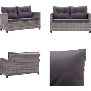 2-Sitzer-Gartensofa mit Kissen Grau 124 cm Poly Rattan - Gartensofa - Outdoor Möbel - Sitzgruppe - Rattan Gartenmöbel - Gartenlounge - Home & Living