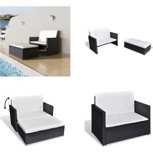 vidaXL 2-delige Loungeset met kussens poly rattan zwart - Bank - Banken - Bankenset - Bankensets