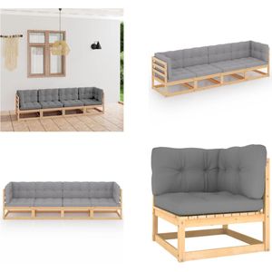 4-Sitzer-Gartensofa mit Kissen Kiefer Massivholz - Gartenmöbel - Holzsofa - Gartensofa - Lounge Möbel - Esszimmergarnitur - Home & Living