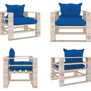 Outdoor-Sofa Paletten mit Kissen in Königsblau Kiefernholz - Outdoor Sofa - Gartenmöbel - Palettenmöbel - Rattan Möbel - Kiefernholz - Home & Living