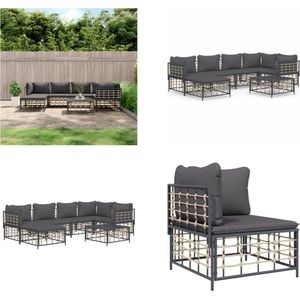 vidaXL 7-delige Loungeset met kussens poly rattan antracietkleurig - Loungeset - Loungesets - Tuinset - Tuinbank