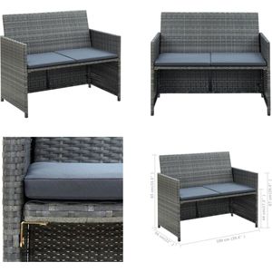 Vidaxl - 2-Sitzer-Gartensofa mit Polstern Grau Poly Rattan - Gartensofa - Outdoor Möbel - Balkonmöbel - Rattan Gartenmöbel - Polyrattan Sofa - Home &