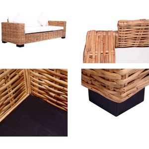 3-Sitzer Gartensofa Natürliches Rattan - Rattengartenmöbel - Outdoor-Sofa - Esszimmergarnitur - Balkonmöbel - Terrassenmöbel - Home & Living