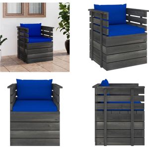 vidaXL Tuinfauteuil met kussens pallet grenenhout - Palletstoel - Palletstoelen - Pallet Stoel - Pallet Stoelen