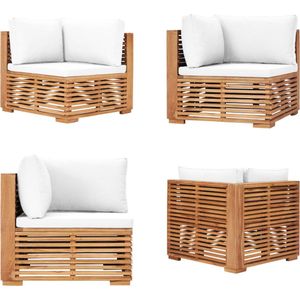 Vidaxl - Garten-Ecksofa mit Cremeweißer Auflage Massivholz Teak - Gartenmöbel - Teakholz - Eckbank - Outdoor-Sofa - Lounge Set - Home & Living