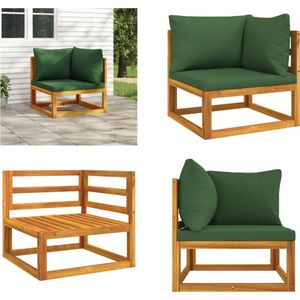 Vidaxl - Modular-Ecksofa mit Grünen Kissen Massivholz Akazie - Gartensofa - Eckcouch - Outdoor Möbel - Holzsessel - Lounge Set - Home & Living