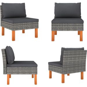 Mittelsofa Poly Rattan und Eukalyptus Massivholz - Gartenmöbel - Sofa - Lounge Set - Outdoor Furniture - Rattan Sofa - Home & Living