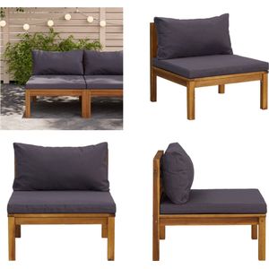 Vidaxl - Modulares Mittelsofa mit Dunkelgrauen Kissen Massivholz Akazie - Mittelsofa - Mittelsofas - Home & Living - Grau