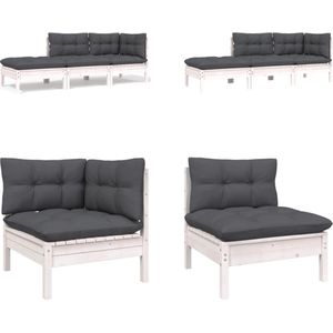 Vidaxl - 3-tlg. Garten-Lounge-Set mit Kissen Weiß Kiefer Massivholz - Garten Lounge Set - Kiefernholzmöbel - Outdoor Möbel - Gartenmöbel