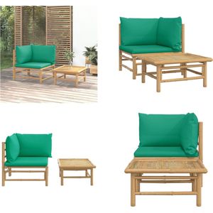 Vidaxl - 2-tlg. Garten-Lounge-Set mit Grünen Kissen Bambus - Bambus Möbel - Gartenloungeset - Outdoor Möbel - Gartenmöbel - Esszimmergarnitur - Home