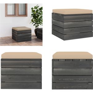 vidaXL Tuinhocker met kussen pallet grenenhout - Poef - Poefs - Poefen - Pallet Poef