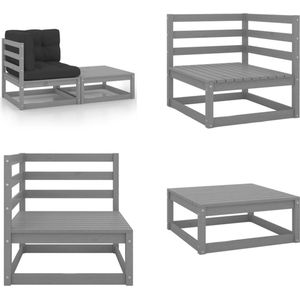 Vidaxl - 2-tlg. Garten-Lounge-Set mit Kissen Grau Kiefer Massivholz - Gartensessel - Lounge Set - Gartenmöbeln - Kiefernholz Möbel - Outdoor