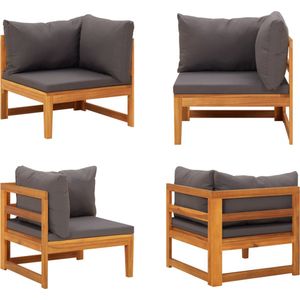 Ecksofa mit Dunkelgrauen Kissen Massivholz Akazie - Gartensofa - Eckcouch - Outdoor-Sofa - Holzmöbel - Gartenmöbel - Home & Living