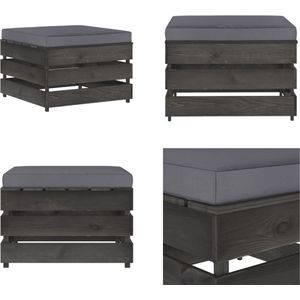 vidaXL Hocker sectioneel met kussen grijs geïmpregneerd hout - Hocker - Hockers - Poef - Poefs