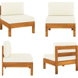 Mittelsofa mit Cremeweißen Kissen Massivholz Akazie - Gartensofa - Sofa Mittelteil - Outdoor Sofa - Akazienholz - Gartenmöbel - Home & Living
