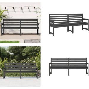 vidaXL Tuinbank 203-5x48x91-5 cm massief grenenhout grijs - Tuinbank - Tuinbanken - Parkbank - Tuinzetel