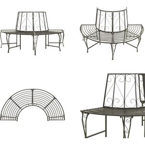 vidaXL Boombank halfrond 160 cm staal - Bank - Banken - Buitenbank - Buitenbanken