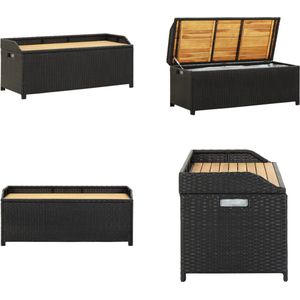 Vidaxl - Sitzbank mit Stauraum 120 cm Poly Rattan Schwarz - Gartenzubehör - Gartenbank - Außenmöbeln - Gartenstuhl - Rattan Möbel - Home & Living