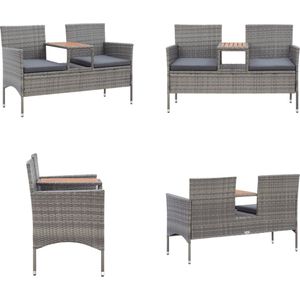 Vidaxl - 2-Sitzer-Gartenbank mit Teetisch 143 cm Poly Rattan Grau - Gartenbank - Outdoor Möbel - Rattan Gartenmöbel - Gartenset - Esszimmergarnitur