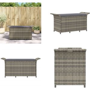 vidaXL Tuinbank met kussen 116x46x57 cm poly rattan grijs - Tuinbank - Tuinbanken - Parkbank - Tuinzetel