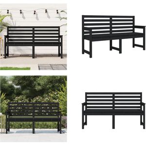 vidaXL Tuinbank 159-5x48x91-5 cm massief grenenhout zwart - Tuinbank - Tuinbanken - Parkbank - Tuinzetel