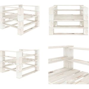 vidaXL Tuinfauteuil pallet hout wit - Pallet Armstoel - Pallet Armstoelen - Palletstoel - Palletstoelen