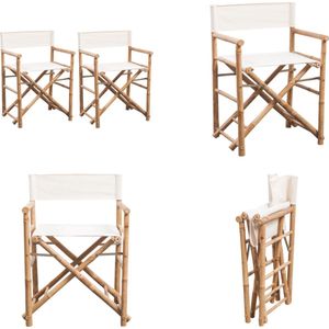 vidaXL Regisseursstoelen 2 st inklapbaar bamboe en canvas - Klapstoel - Klapstoelen - Inklapbare Stoel - Inklapbare Stoelen