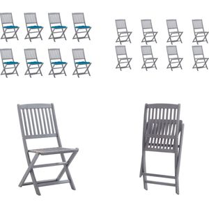 vidaXL Tuinstoelen 8 st inklapbaar met kussens massief acaciahout - Tuinstoel - Tuinstoelen - Tuin Stoel - Tuin Stoelen