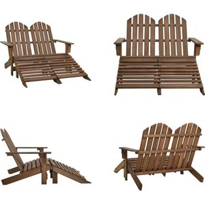 vidaXL Tuinstoel 2-zits Adirondack met voetenbank vurenhout bruin - Tuinstoel - Tuinstoelen - Houten Adirondack Stoel - Houten Adirondack Stoelen