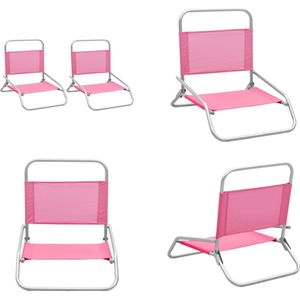 vidaXL Strandstoelen 2 st inklapbaar stof roze - Campingstoel - Campingstoelen - Kampeerstoel - Kampeerstoelen