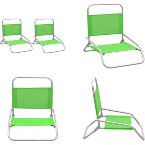 vidaXL Strandstoelen 2 st inklapbaar stof groen - Campingstoel - Campingstoelen - Kampeerstoel - Kampeerstoelen