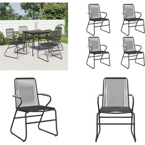 vidaXL Tuinstoelen 4 st 58x59x85-5 cm PVC-rattan zwart - Tuinstoel - Tuinstoelen - Campingstoel - Tuinmeubel