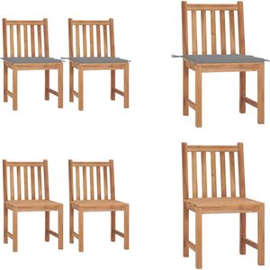 vidaXL Tuinstoelen 2 st met kussens massief teakhout - Tuinstoel - Tuinstoelen - Buitenstoel - Buitenstoelen