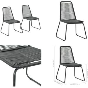vidaXL Tuinstoelen 2 st poly rattan zwart - Eetstoel - Eetstoelen - Rattan Eetstoel - Rattan Eetstoelen