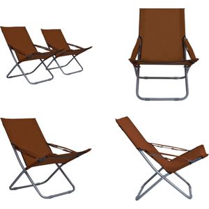 vidaXL Strandstoelen 2 st inklapbaar stof bruin - Inklapbare Strandstoel - Inklapbare Strandstoelen - Stoel - Stoelen